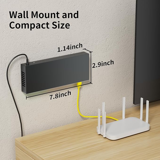6-Port 10Gb Ethernet Switch Unmanaged, 2 x 10Gb RJ45 Uplink Ports + 4 x 2.5Gb - Image 7