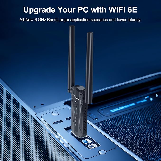 USB 3.0 WiFi 6E Adapter for Desktop PC, QGOO Tri-Band Axe 5400 Wireless Network - Image 4