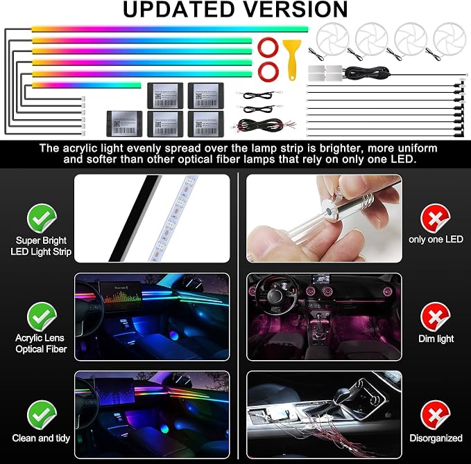 Dreamcolor Acrylic Interior Car LED Strip Light - Image 5