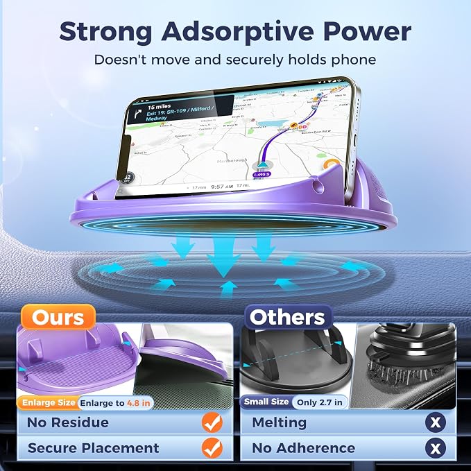 Loncaster Car Phone Holder, Car Phone Mount Silicone Car Pad Mat - Image 2