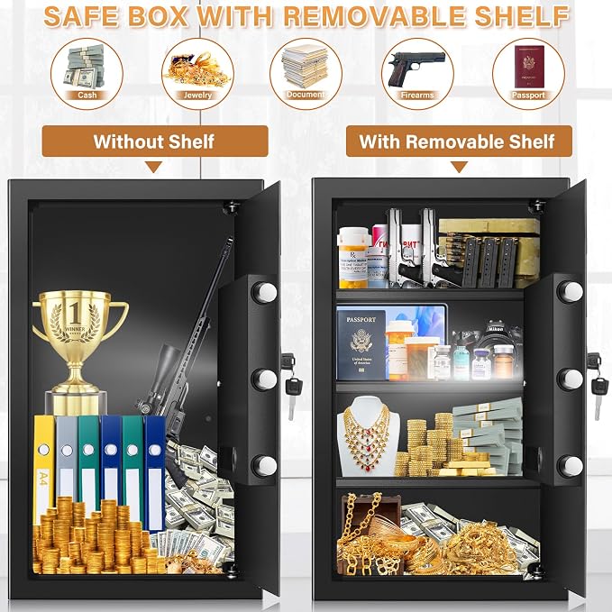 Large Safe Box with LED Light, Anti-theft Home Safe with Digital Keypad - Image 5