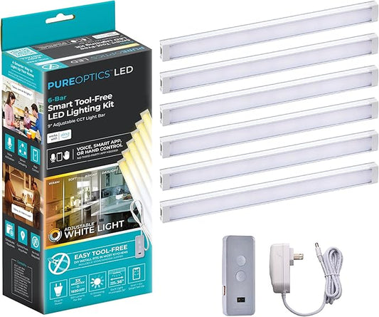 PureOptics LED Works with Alexa Smart Under Cabinet Lighting Kit, Adjustable by PureOpticsLED