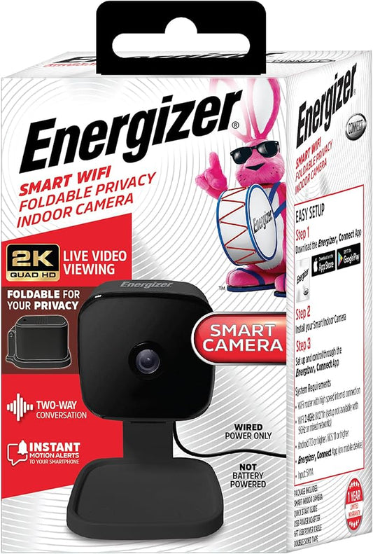 Energizer Smart 2K QHD Security Camera, Wired Indoor 2.4Ghz Wi-Fi Camera by Energizer