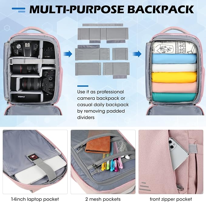 RAINSMORE Camera Backpack for DSLR SLR Mirrorless Cameras - Image 3