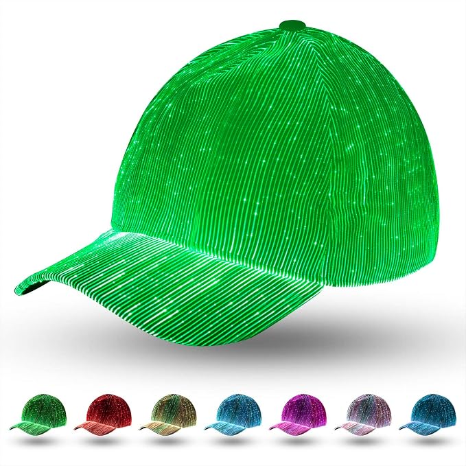 LIOVODE LED Hat, 7 Colors Baseball Cap Light Up Rave Hat Fiber Optic Luminous by LIOVODE