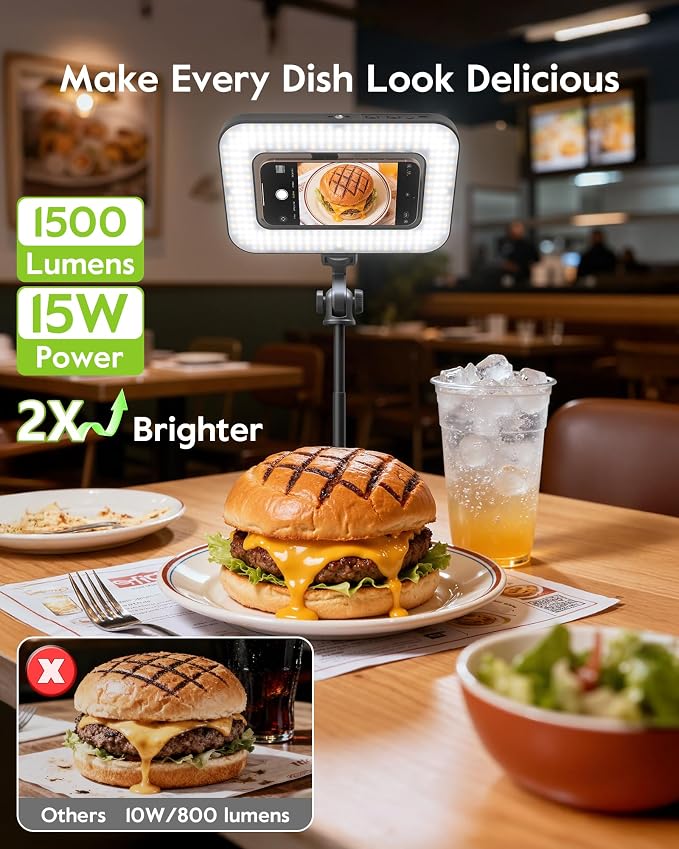 Tripod for iPhone with Light, Portable 15W Ring Light with Stand and Phone - Image 3