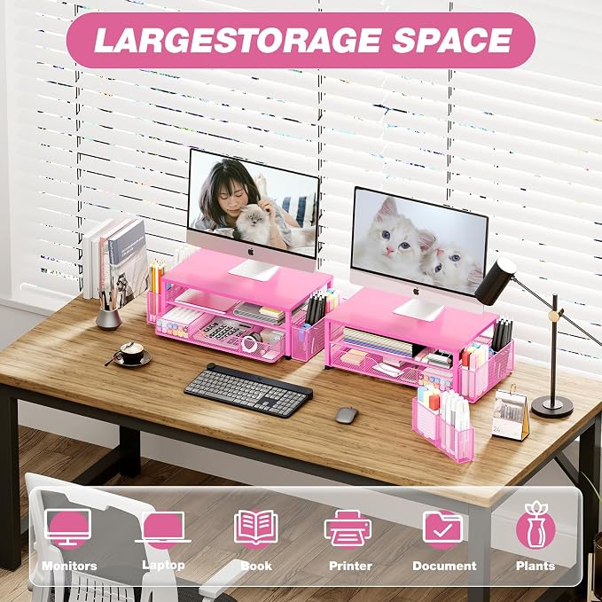 OPNICE Desk Organizer and Accessories, 2-Tier Computer Monitor Stand - Image 5