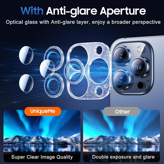 UniqueMe 3 Packs Compatible for iPhone 13 Pro Max/iPhone 13 Pro Camera Lens - Image 4