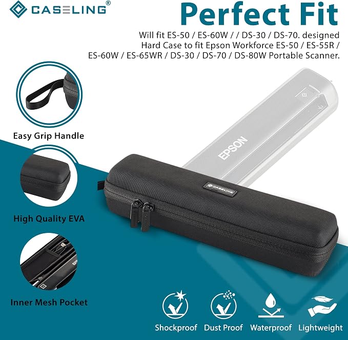 Caseling Case for Epson Workforce ES-50 ES-60W & DS-70 Portable Scanner | Fits - Image 3