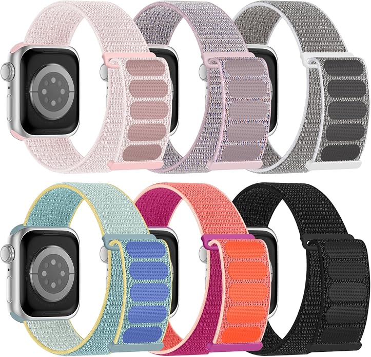 6 Pack Sport Nylon Loop Band Compatible by Honeystraper