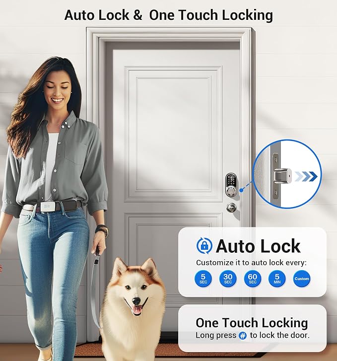 Veise RZ07C Smart Locks for Front Door, 2 Knob Handle Set, Fingerprint Keyless - Image 3