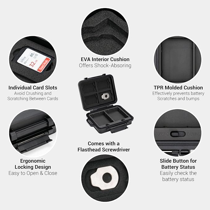 JJC Portable Camera Battery Memory Card Storage Case - Image 4
