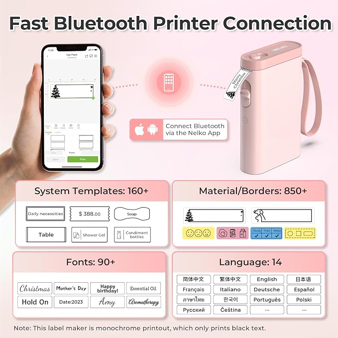 Nelko Label Maker Machine with Tape, P21 Bluetooth Label Printer, Wireless Mini - Image 2