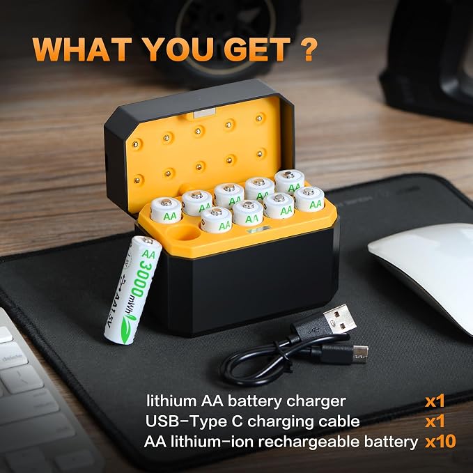10-Pack Rechargeable AA Batteries Lithium - Image 4