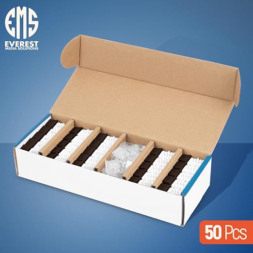 Everest 90° Angled RJ45 Cat6 Keystone Jacks 50-Pack in Brown - Image 2