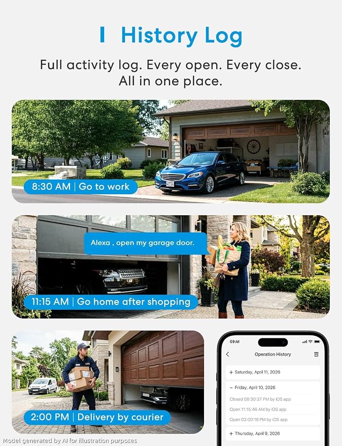 meross Smart WiFi Garage Door Opener Remote, App Control, Works - Image 7