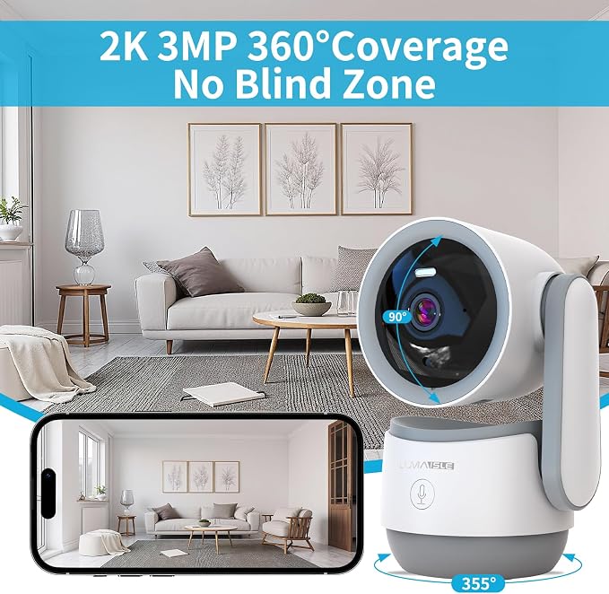 Indoor PTZ Camera with Privacy Mode, 2K 3MP Pan/Tilt Security Camera - Image 4