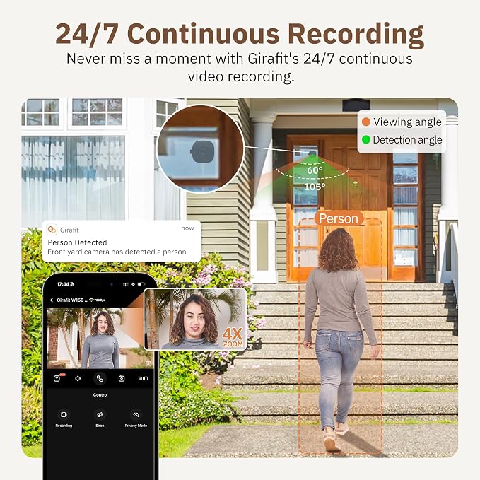 Girafit 2K Window Camera, 2.4GHz & 5GHz WiFi Indoor Cameras - Image 3
