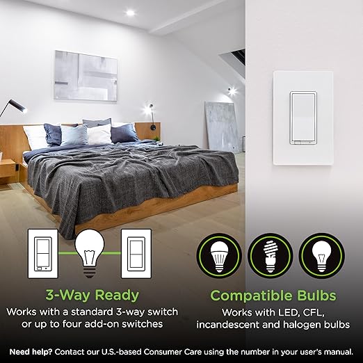 Enbrighten 800 Series Z-Wave On/Off Paddle Switch, Long Range 800LR, Quick Fit - Image 5