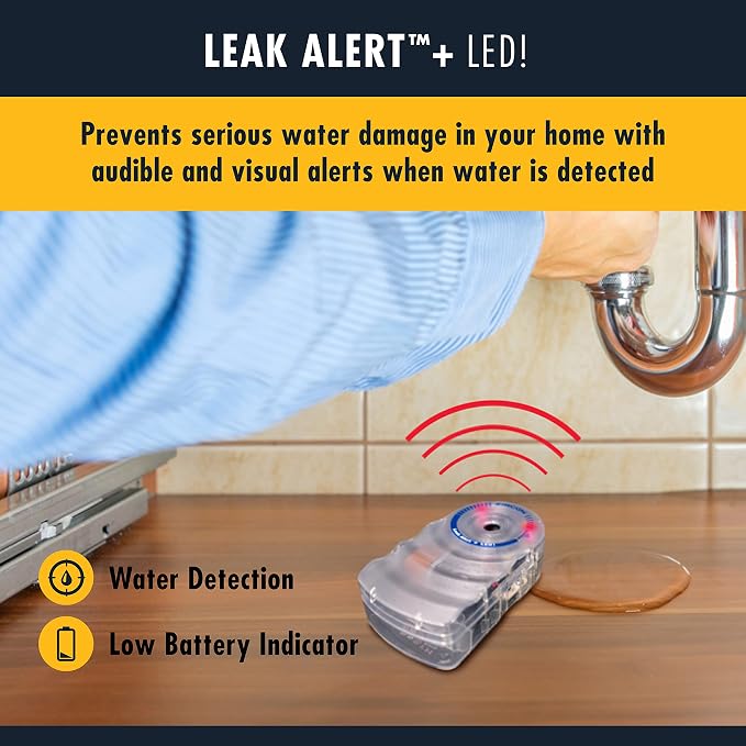 Zircon Leak Alert + LED! Water Leak Detector & Flood Sensor Alarm/Water Leak - Image 2