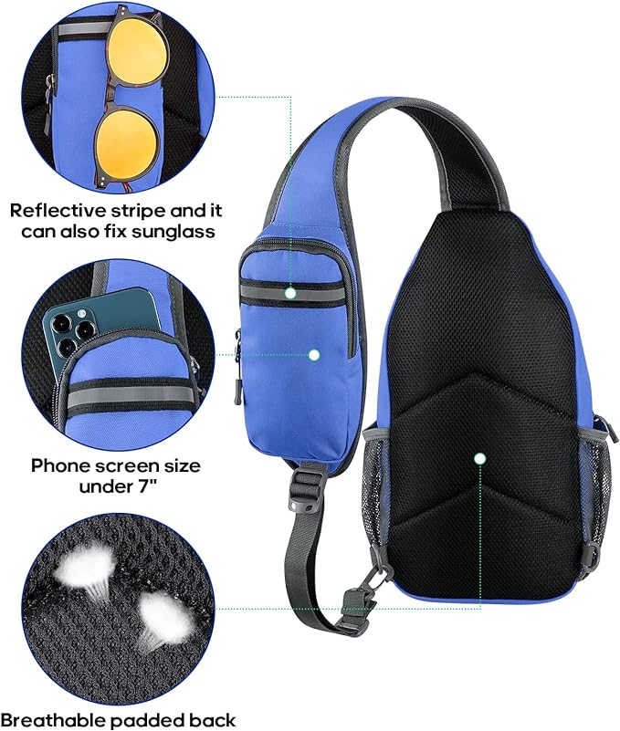 WATERFLY Crossbody Sling Backpack Sling Bag Travel Hiking Chest Bag Daypack - Image 5