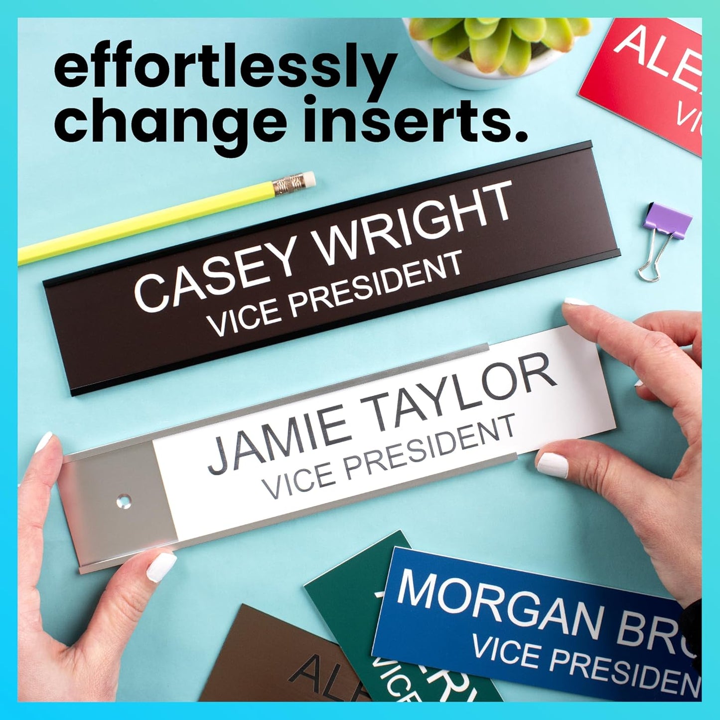 ExcelMark 2" x 10" Custom Engraved Name Plate with Square Corners