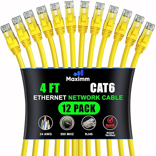 Maximm Cat 6 Ethernet Cable 4 Ft by MaximmCable