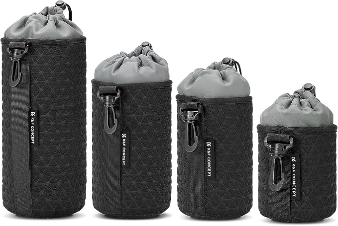 K&F CONCEPT 4 Pack Camera Lens Pouch Set, Drawstring Lens Protective Bag by KFCONCEPT