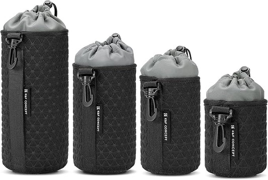 K&F CONCEPT 4 Pack Camera Lens Pouch Set, Drawstring Lens Protective Bag by KFCONCEPT