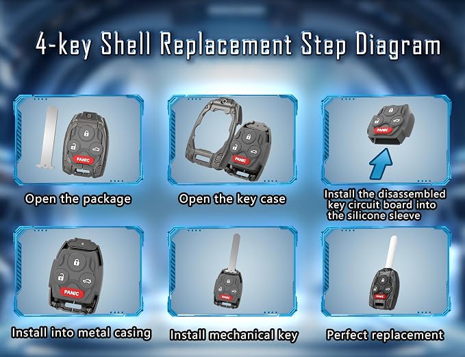 Mecha Heavy-Duty Automobile Remote Control Key Fob Shell Keychain Fits - Image 4