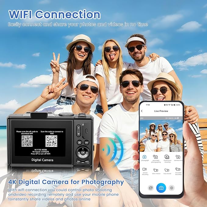 4K Digital Camera for Photography, 64MP HD WiFi Vlogging Camera for YouTube - Image 5