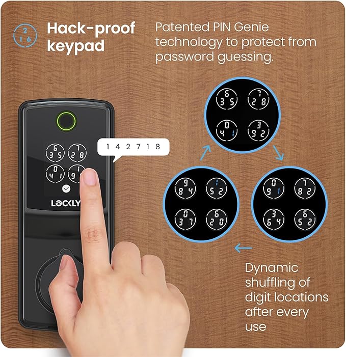 Lockly Secure Pro Smart Lock, 0.2s AI Fingerprint Door Lock, Patented PIN Genie - Image 5