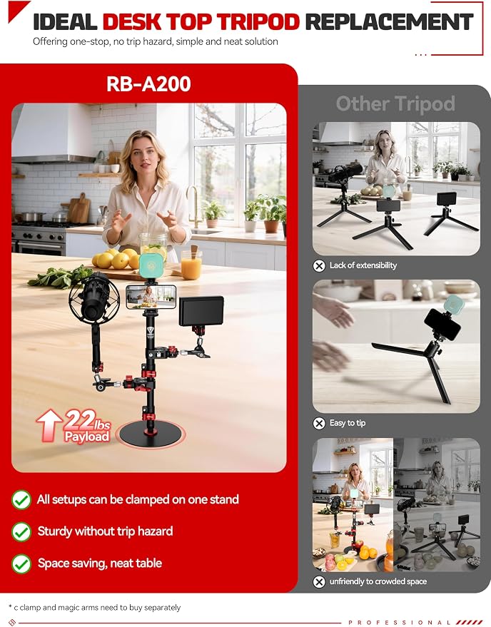 IFOOTAGE A200 Round Base Monopod, Aluminum Tabletop Small Tripod, Compatible - Image 3