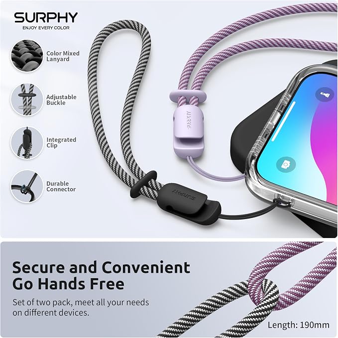 SURPHY 2 Pack Phone Lanyard for Cellphone Case, Phone Wrist Strap for Case - Image 4