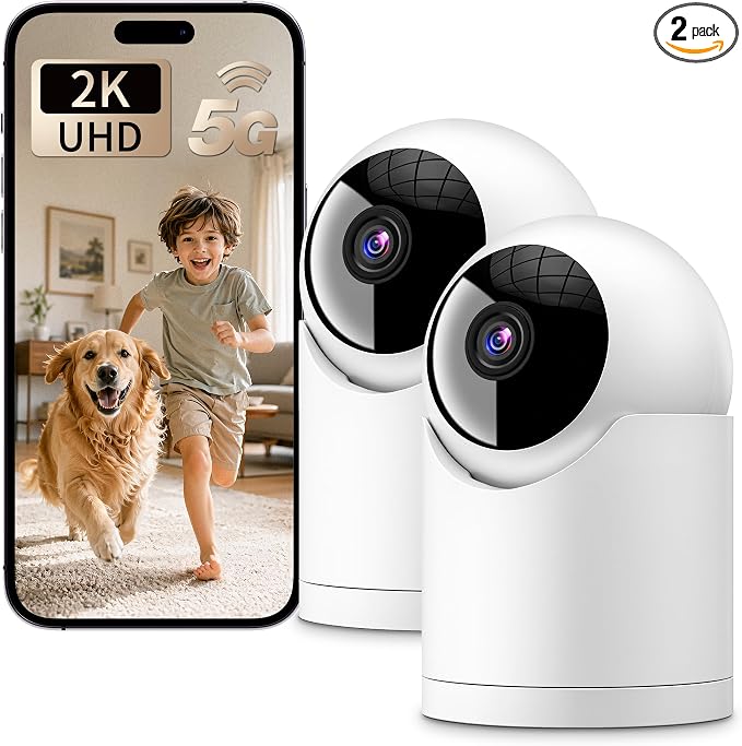  Indoor Cameras for Home Security, Auto tracking, 5G & 2.4G WiFi Security by Techage