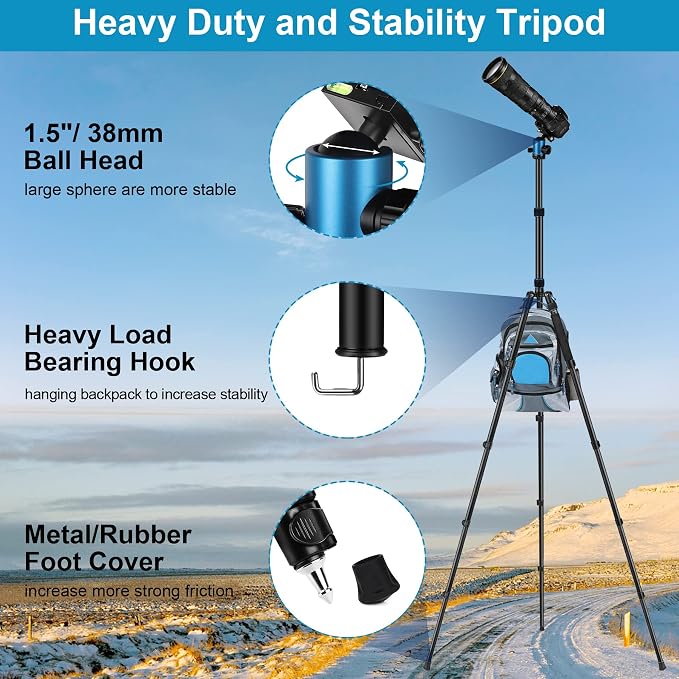 JOILCAN Tripod for Camera, Heavy Duty Travel Tripod for Binoculars Spotting - Image 2