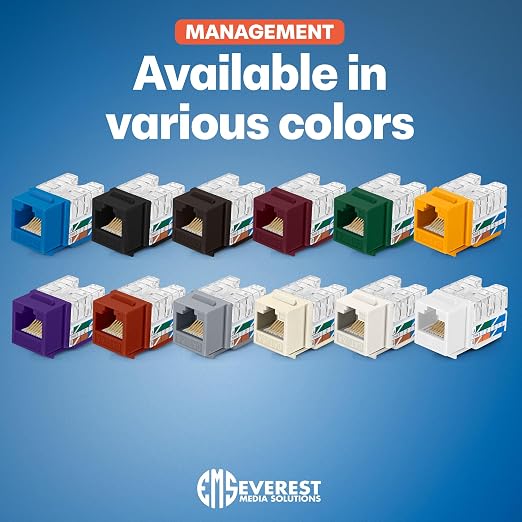 Everest 90° Angled RJ45 Cat6A Keystone Jacks 100-Pack in White - Image 7