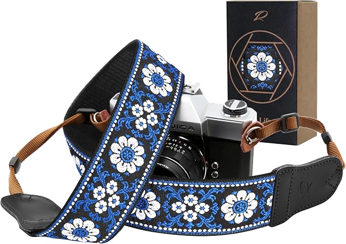 Padwa Lifestyle Blue Flower Camera Strap by PadwaLifestyleCameraStrap