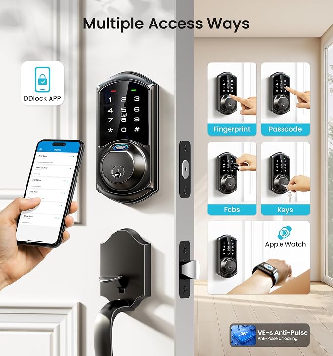 Veise VE07 Fingerprint Smart Door Lock, 7-in-1 Keyless Entry Deadbolt - Image 2