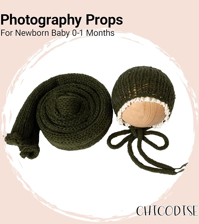 Newborn Photography Props Wraps & Ruffle Edge Bonnet - Image 5