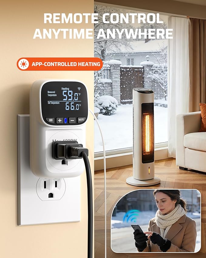DEWENWILS Smart WiFi Temperature Controller, 15A 1800W Thermostat Controlled - Image 2