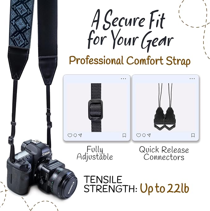 Art Tribute Camera Strap For Photographers Padded Universal Fit Neck Shoulder & - Image 4