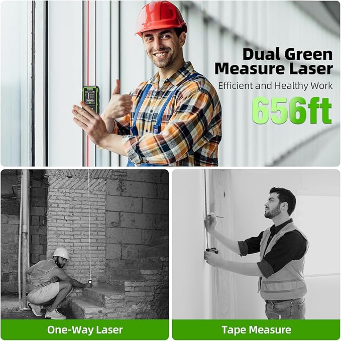 Huepar Professional 656ft/200M Dual Laser Distance Measuring Tool, 5 Years - Image 2