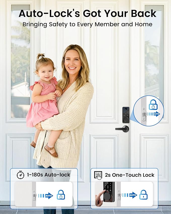 Smart Deadbolt Lock, 5-in-1 Keyless Entry Door Lock App Control, Fingerprint - Image 6
