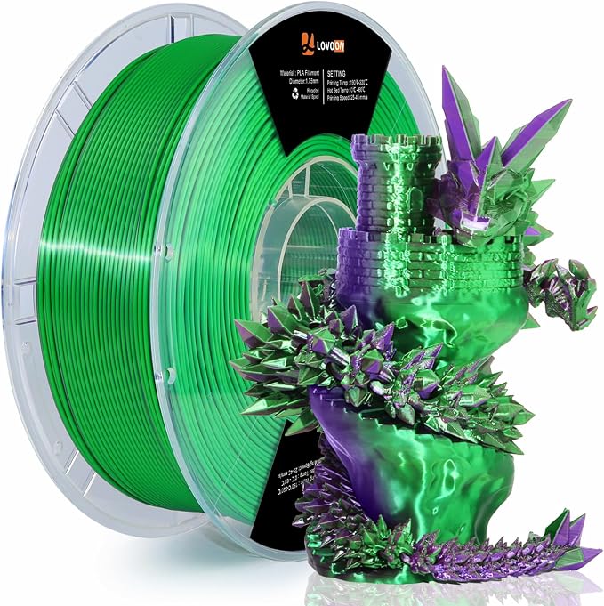 LOVOON PLA 3D Printing Filament Multicolor PLA Filament 1.75mm Silk Dual Color by LOVOON