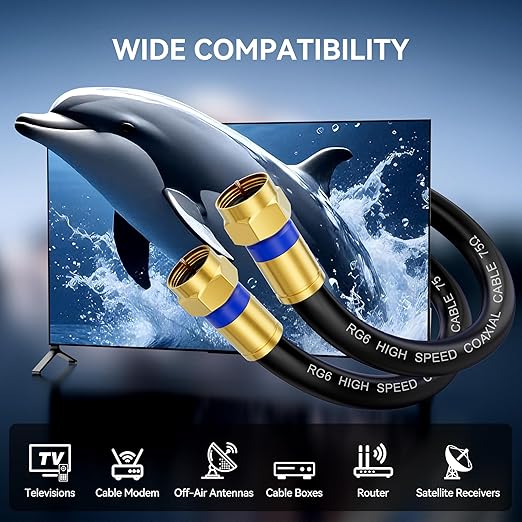 Coaxial Cable 3ft 5 Pack, RG6 Coax Cable Cord Extender - Image 6