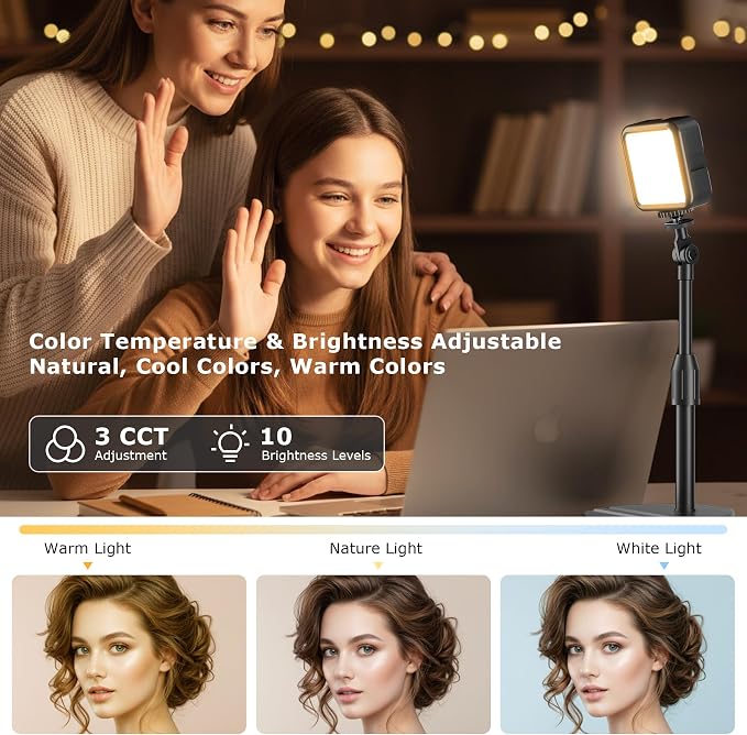 2-Pack Portable Rechargeable LED Video Light, Battery Powered Photography - Image 5