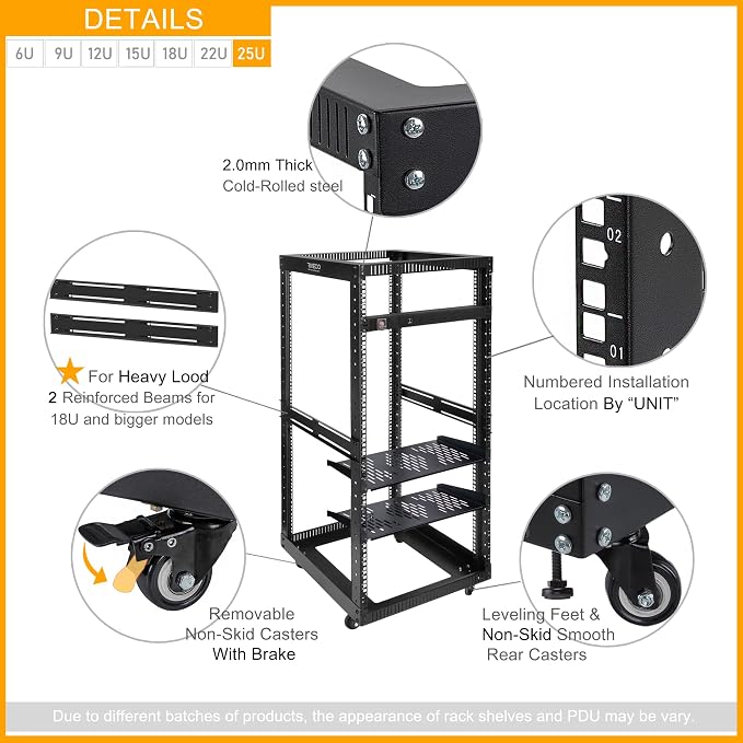 RIVECO 25U Open Frame Server Rack - Image 4