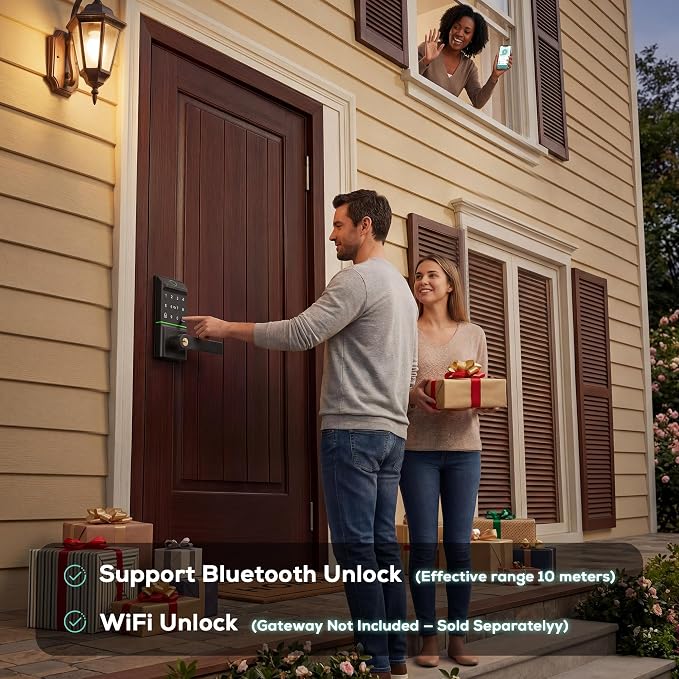 Smart Door Lock Keyless Entry, 6-in-1 Biometric Deadbolt w/Fingerprint - Image 5