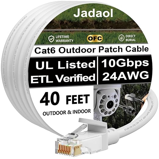 Jadaol Cat 6 Ethernet Cable 40ft, Outdoor&Indoor, 10Gbps Support Cat8/7 Network by Jadaol